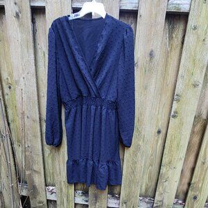 Women's Shein Black 1X semi sheer fit & flare short dress